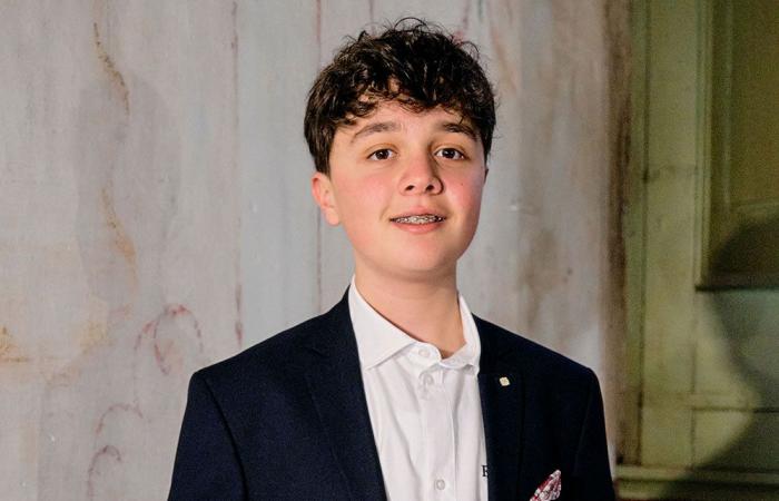 Sunday 7th July, 13-year-old Nicolò Alberini at the piano in the Sala Giardino in Lecce – .